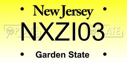 NXZI03 New Jersey License Plate