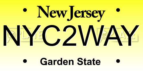 NYC2WAY New Jersey License Plate