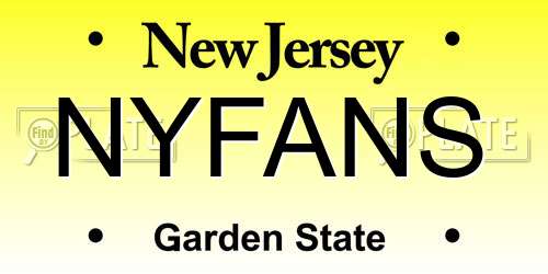 NYFANS New Jersey License Plate