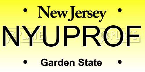 NYUPROF New Jersey License Plate