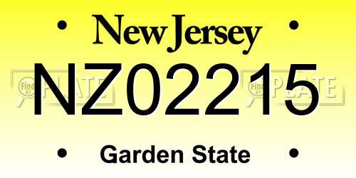 NZ02215 New Jersey License Plate