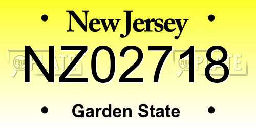 NZ02718 New Jersey License Plate