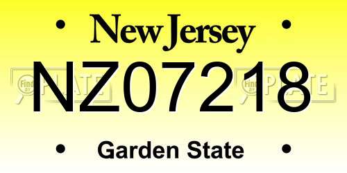 NZ07218 New Jersey License Plate