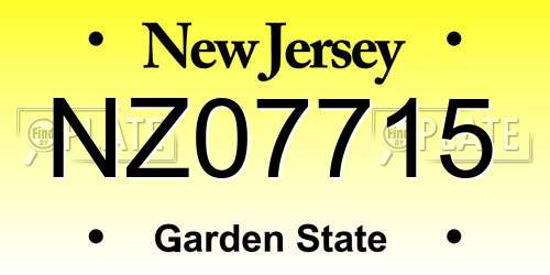 NZ07715 New Jersey License Plate