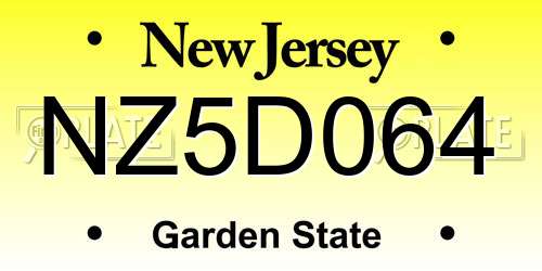 NZ5D064 New Jersey License Plate