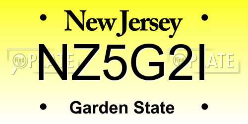 NZ5G2I New Jersey License Plate