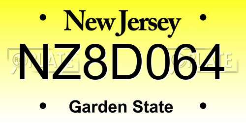 NZ8D064 New Jersey License Plate