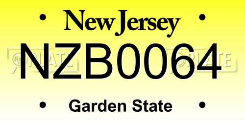 NZB0064 New Jersey License Plate
