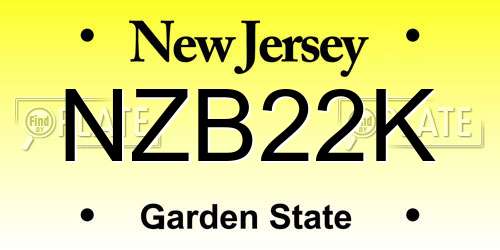 NZB22K New Jersey License Plate