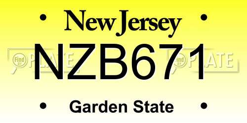 NZB671 New Jersey License Plate