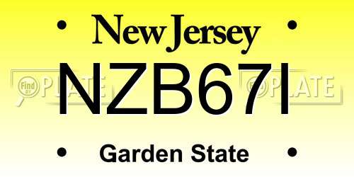 NZB67I New Jersey License Plate