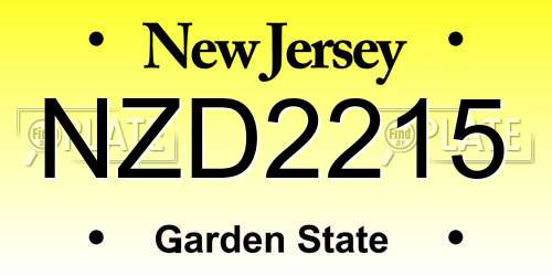 NZD2215 New Jersey License Plate