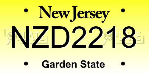 NZD2218 New Jersey License Plate