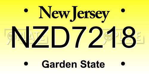 NZD7218 New Jersey License Plate