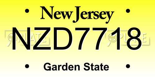 NZD7718 New Jersey License Plate