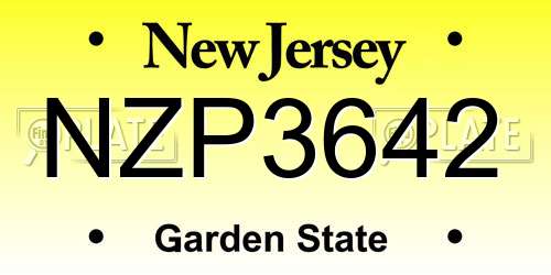 NZP3642 New Jersey License Plate