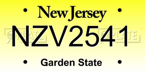 NZV2541 New Jersey License Plate