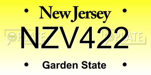 NZV422 New Jersey License Plate