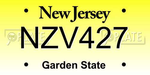 NZV427 New Jersey License Plate