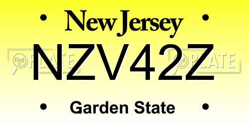 NZV42Z New Jersey License Plate