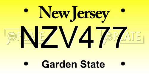 NZV477 New Jersey License Plate
