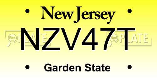 NZV47T New Jersey License Plate