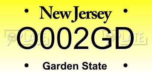 O002GD New Jersey License Plate