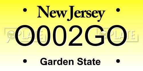 O002GO New Jersey License Plate