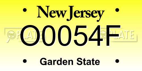 O0054F New Jersey License Plate