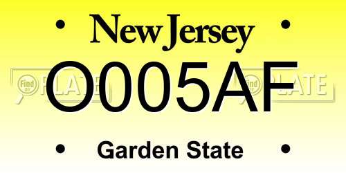 O005AF New Jersey License Plate
