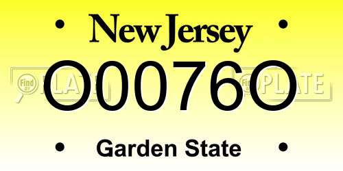O0076O New Jersey License Plate
