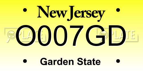 O007GD New Jersey License Plate