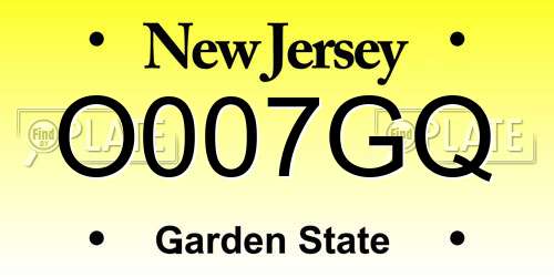 O007GQ New Jersey License Plate