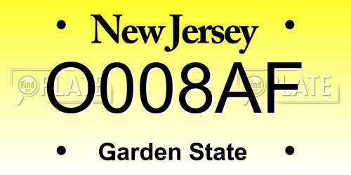 O008AF New Jersey License Plate