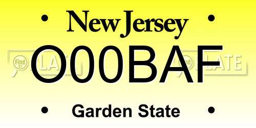 O00BAF New Jersey License Plate