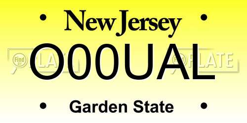 O00UAL New Jersey License Plate