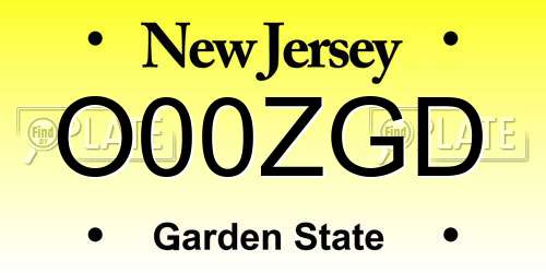 O00ZGD New Jersey License Plate