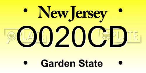 O020CD New Jersey License Plate