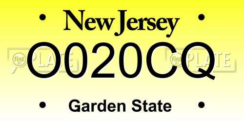 O020CQ New Jersey License Plate