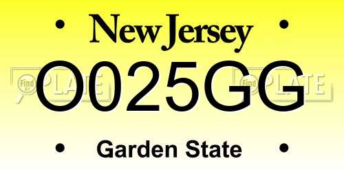 O025GG New Jersey License Plate