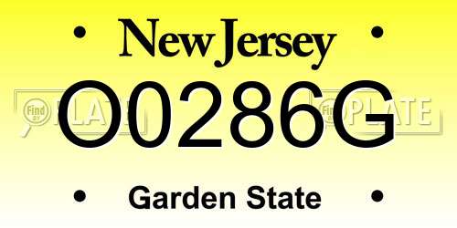 O0286G New Jersey License Plate
