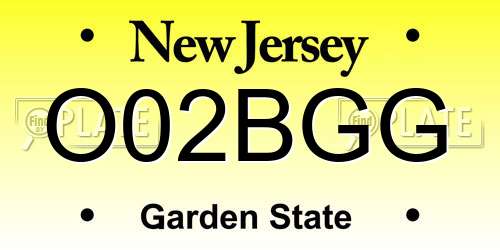 O02BGG New Jersey License Plate