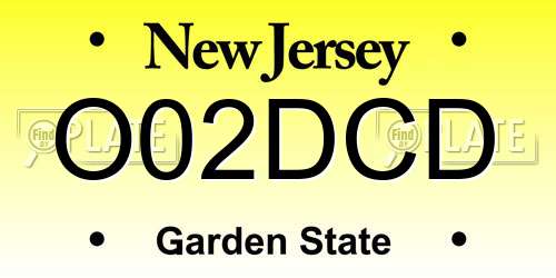O02DCD New Jersey License Plate