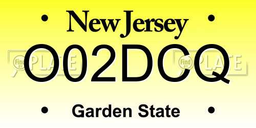 O02DCQ New Jersey License Plate