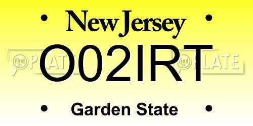 O02IRT New Jersey License Plate