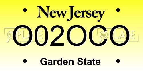 O02OCO New Jersey License Plate