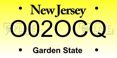 O02OCQ New Jersey License Plate
