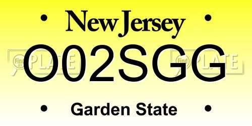 O02SGG New Jersey License Plate