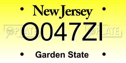 O047ZI New Jersey License Plate