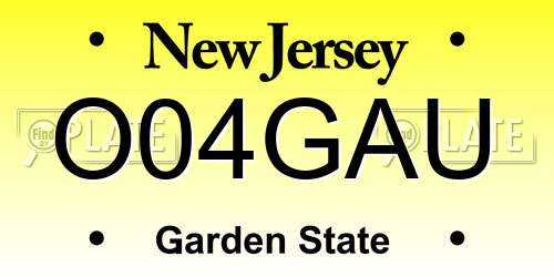 O04GAU New Jersey License Plate